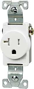 Eaton Wiring Devices TR1877W-BXSP Single Receptacle, Flush Mounting, 2-Pole, 125 V, 20 A, Side Wiring, White