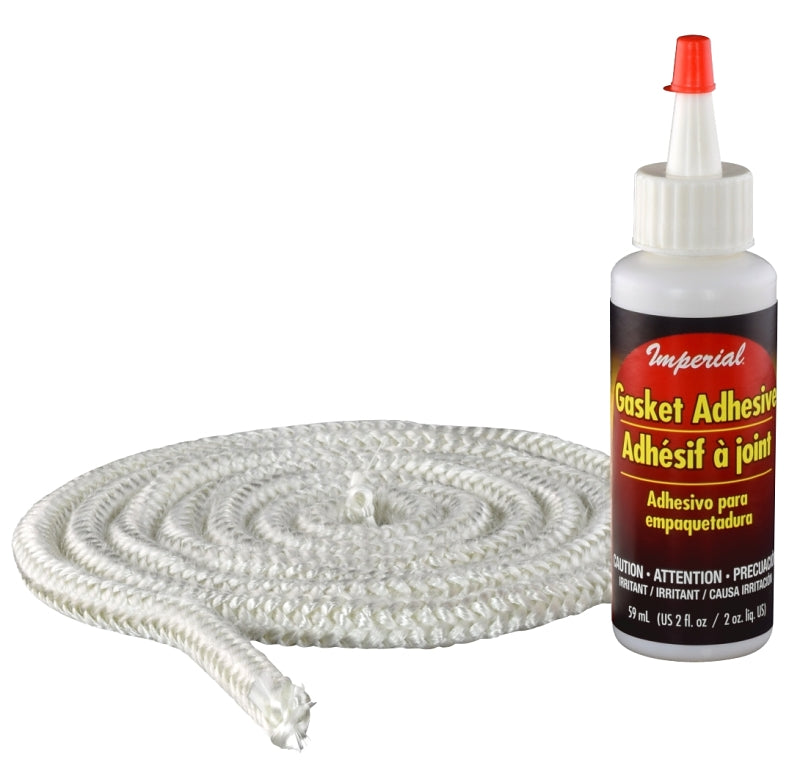 Imperial GA0187 Gasket Rope Kit, 6 ft L, 3/8 in W, Fiberglass, 2 fl-oz Clam
