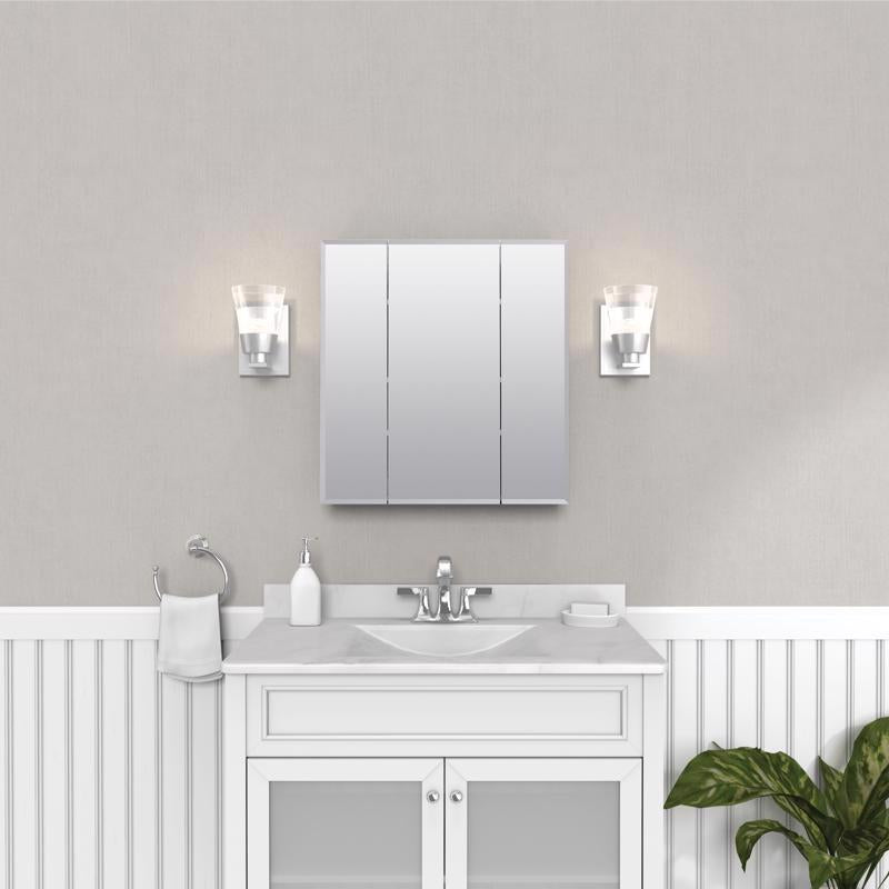 Zenith M24 Medicine Cabinet, 24 in OAW, 4-1/2 in OAD, 26-1/4 in OAH, Wood, White, 3-Shelf