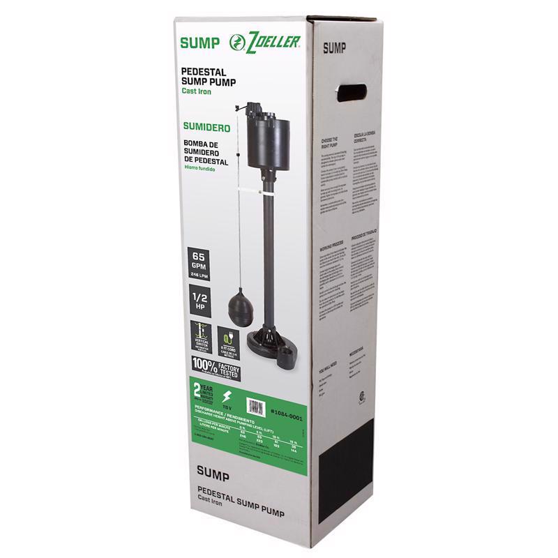Zoeller 1/2 HP 3900 gph Cast Iron Vertical Float Switch AC Pedestal Sump Pump