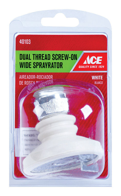 Ace Dual Thread 55/64 in.-27F White Screw-On Aerator With Spray