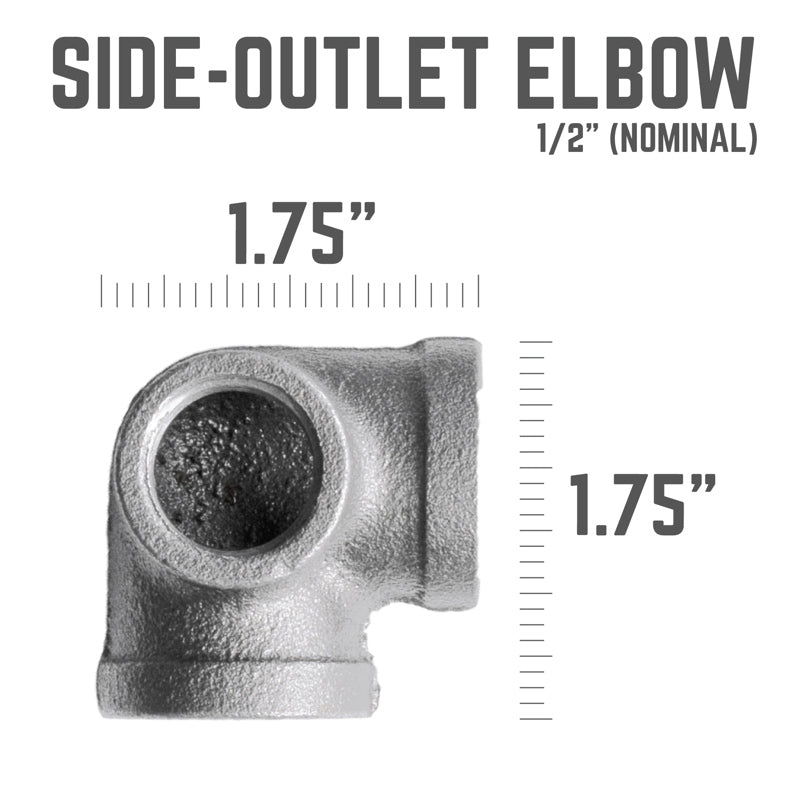 STZ Industries 1/2 in. FIP each X 1/2 in. D FIP 1/2 in. D FIP Black Malleable Iron Side Out Elbow