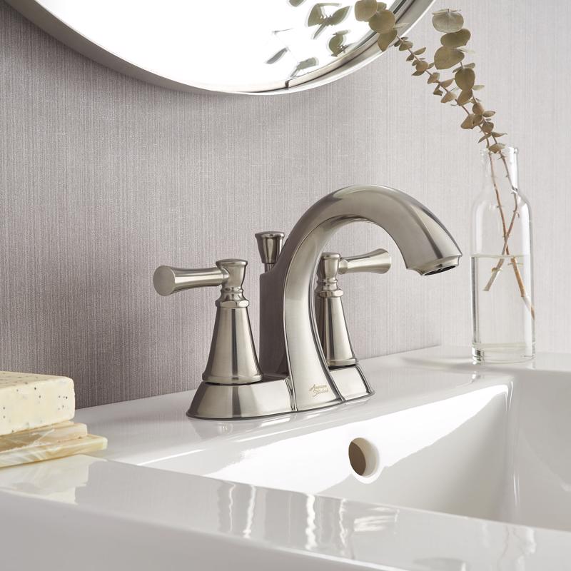 American Standard Chancellor Brushed Nickel Mediterranean Centerset Bathroom Sink Faucet 4 in.