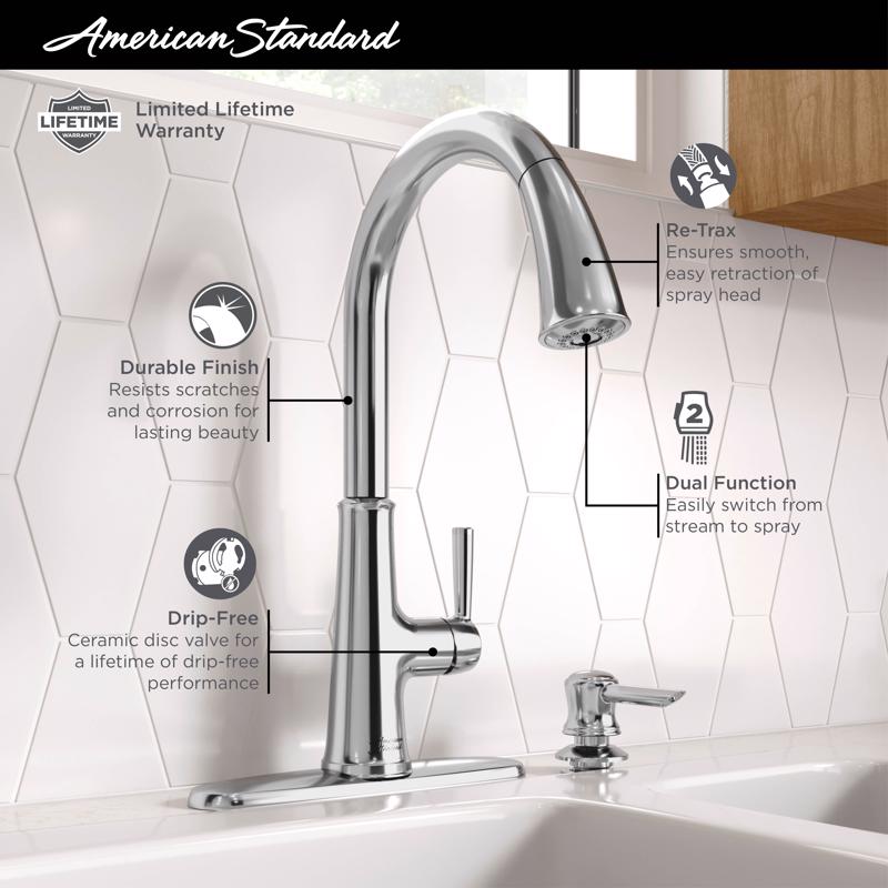 American Standard Maven One Handle Chrome Pull-Down Kitchen Faucet