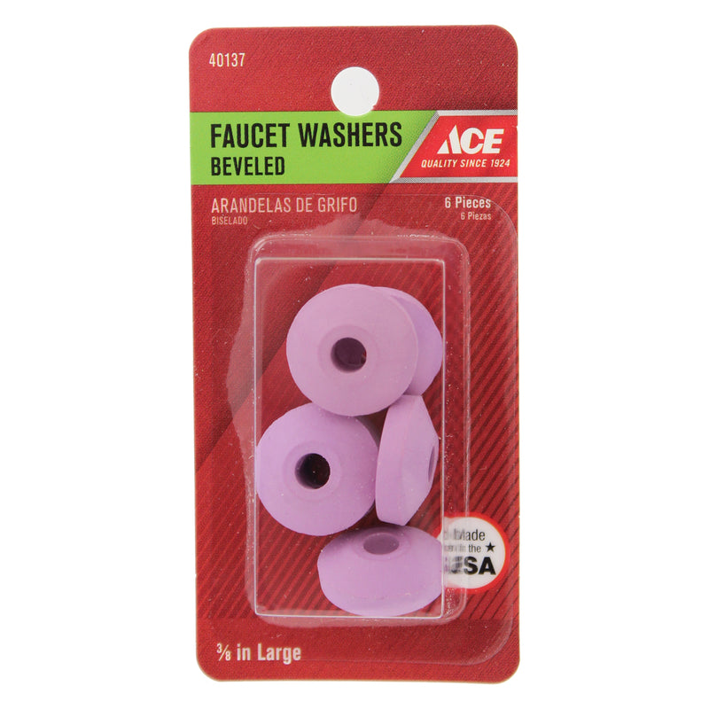 Ace 3/8L trade size in. D Rubber Beveled Faucet Washer 6 pk, Pack of 6