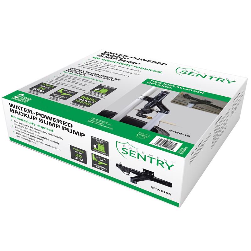 Basement Sentry 1200 gph Thermoplastic Diaphragm Switch Water Submersible Backup Sump Pump