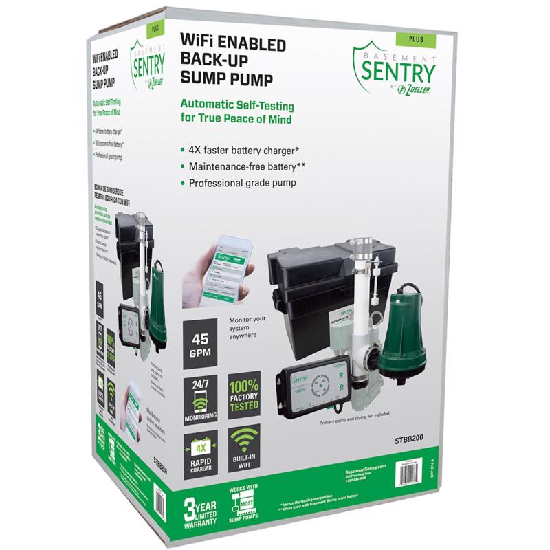 Basement Sentry 2580 gph Thermoplastic Vertical Float Switch Battery Submersible Backup Sump Pump