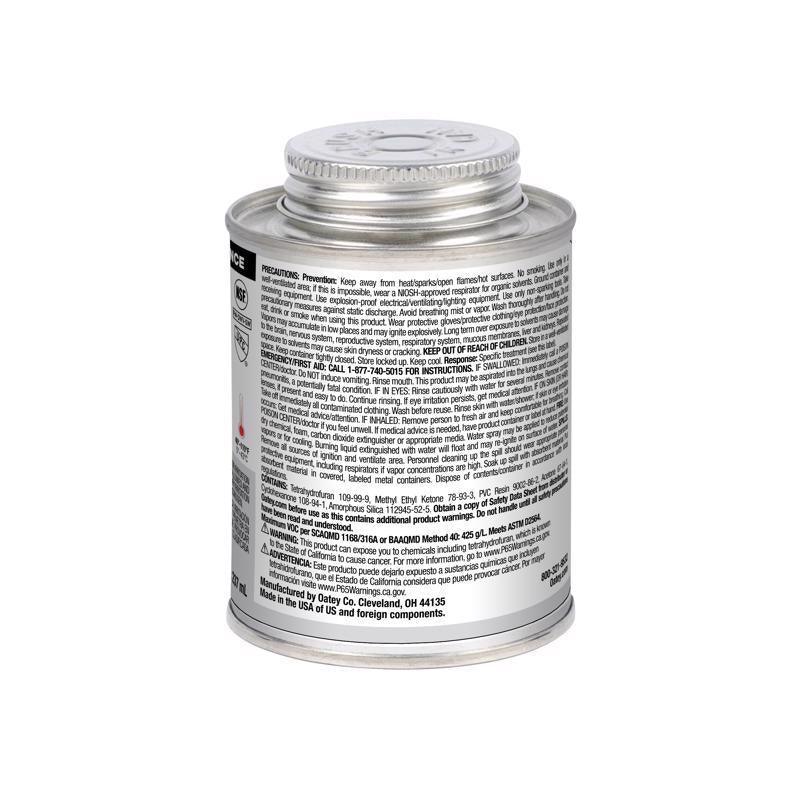 Oatey Gray Cement For PVC 8 oz