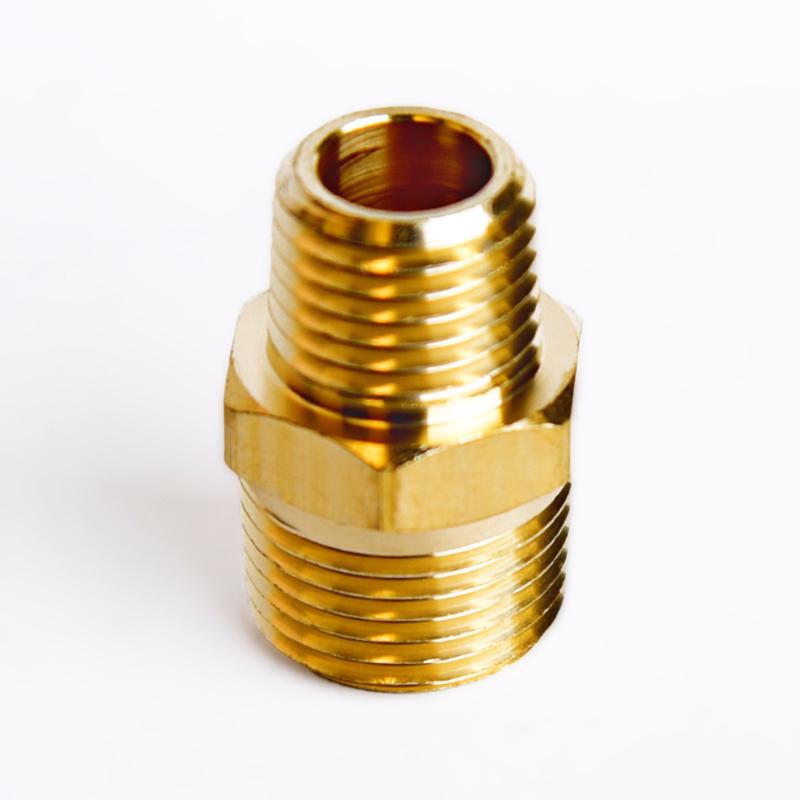 ATC 3/8 in. MPT X 1/4 in. D MPT Brass Reducing Hex Nipple, Pack of 5