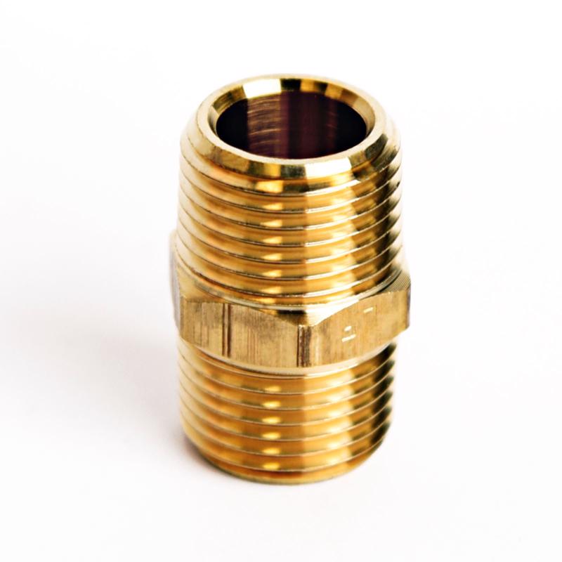 ATC 3/8 in. MPT X 3/8 in. D MPT Yellow Brass Hex Nipple, Pack of 5