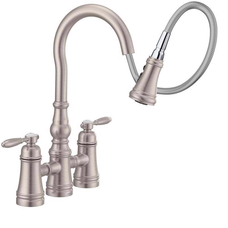Moen Weymouth Two Handle Stainless Steel Pull-Down Kitchen Faucet