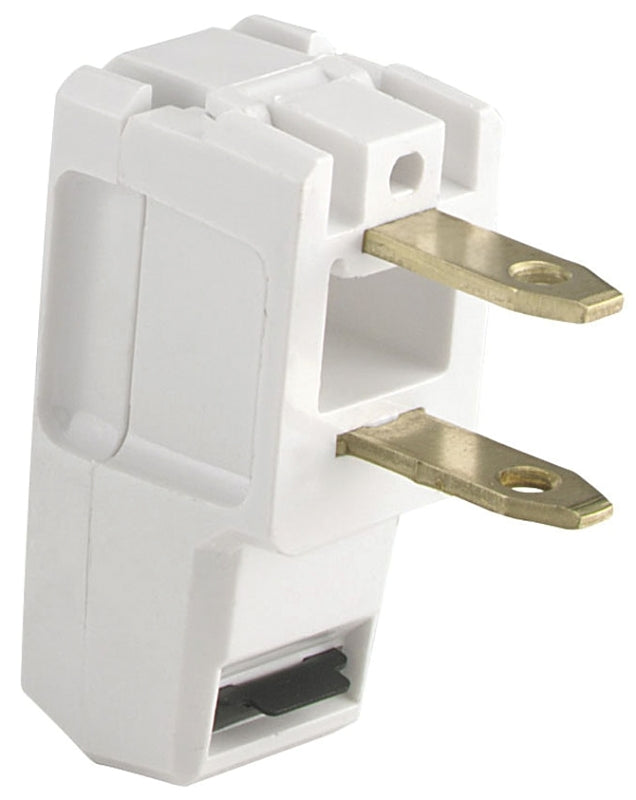 Eaton Wiring Devices BP2600-6W-L Electrical Plug, Polarized, 18 to 2 AWG, 2-Pole, 15 A, 125 V, NEMA: NEMA 1-15, White