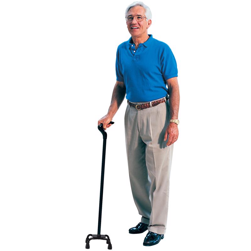 Carex Health Brands Black Offset Quad Cane Aluminum/Plastic 37 in. H X 6 in. L