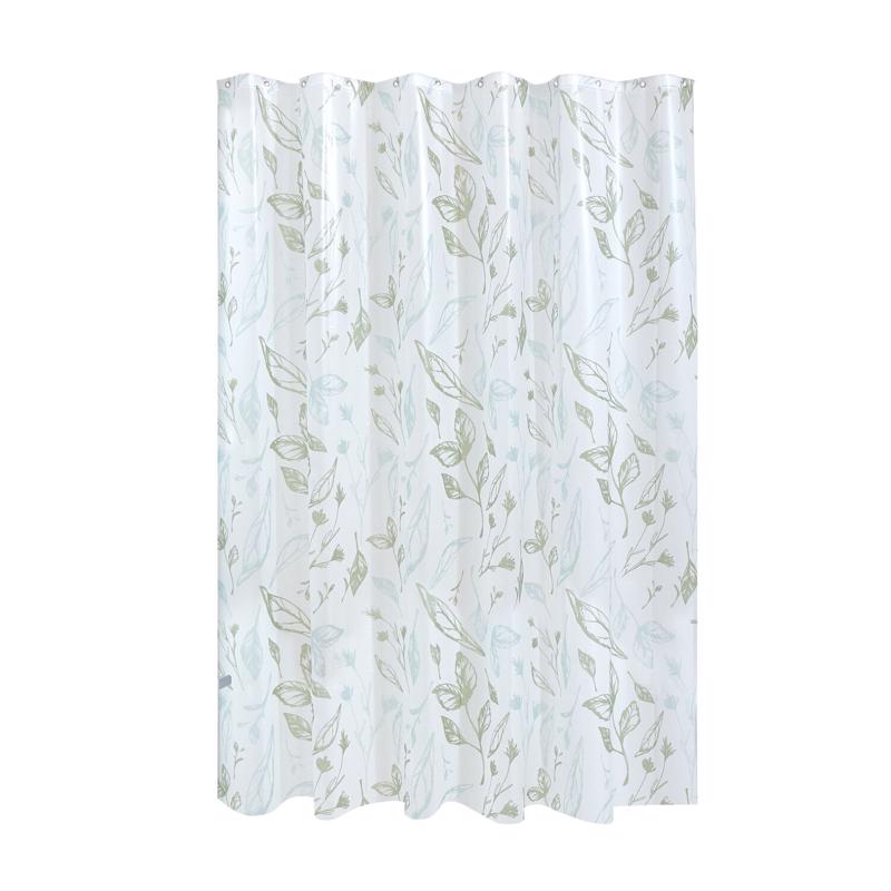 iDesign 72 in. H X 72 in. W White Leaves Frost Shower Curtain PEVA, Pack of 2