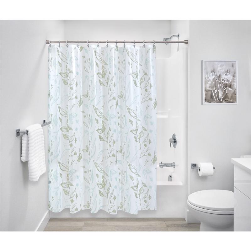 iDesign 72 in. H X 72 in. W White Leaves Frost Shower Curtain PEVA, Pack of 2