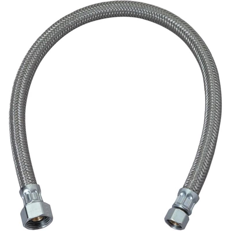 BrassCraft Plumbshop 3/8 in. Compression pc X 1/2 in. D FIP 12 in. Braided Stainless Steel Faucet Su