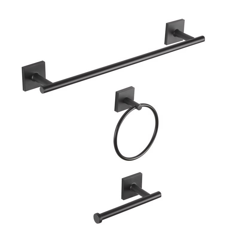 OakBrook Collection Matte Black Zinc Towel Bar Set