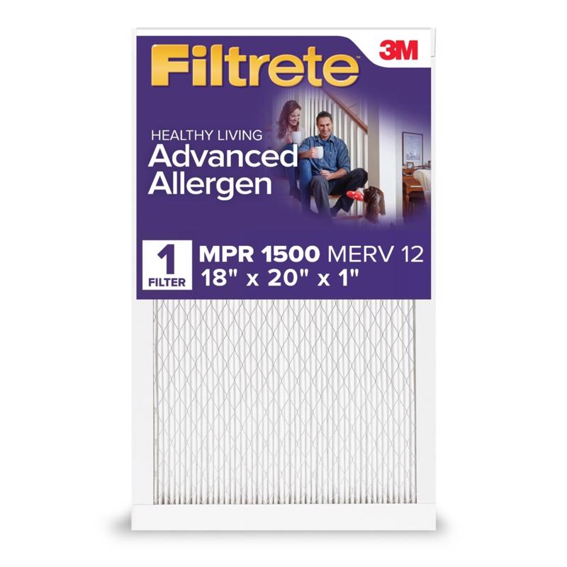 Filtrete Advanced Allergen 18 in. W X 20 in. H X 1 in. Polypropylene 1500 MPR Pleated Air Filter 1 p, Pack of 4