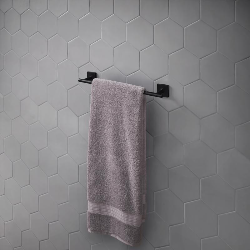 OakBrook Collection Matte Black Towel Bar 24 in. L Die Cast Zinc