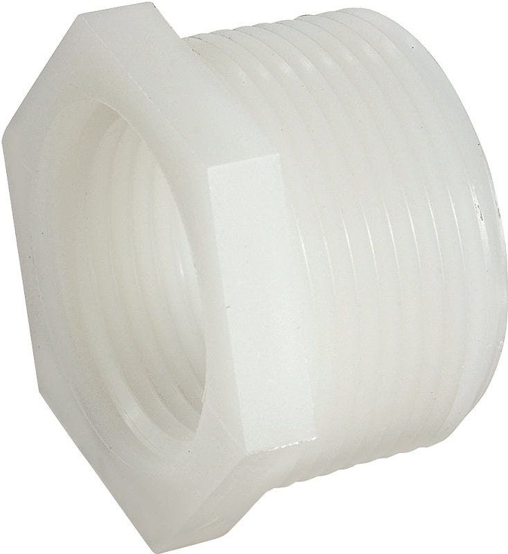 Anderson Metals 53610-1208 Reducing Pipe Bushing, 3/4 x 1/2 in, Male x Female Thread, Nylon, 150 psi Pressure