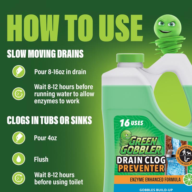 Green Gobbler Liquid Clog Preventer 64 fl. oz., Pack of 4