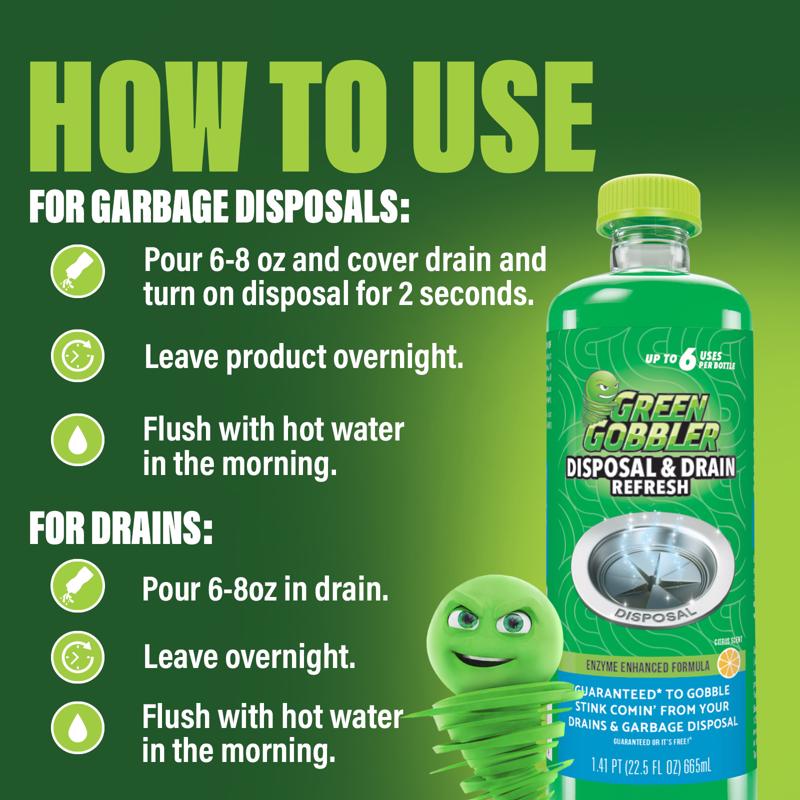 Green Gobbler Liquid Drain Deodorizer 22.5 fl. oz., Pack of 4