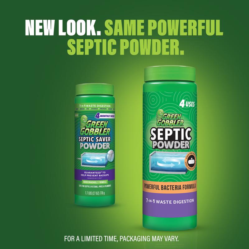 Green Gobbler Powder Septic Tank Treatment 27 oz, Pack of 4