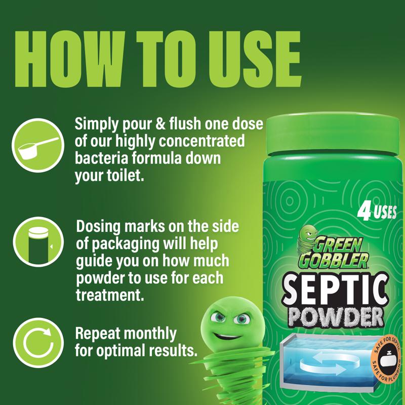 Green Gobbler Powder Septic Tank Treatment 27 oz, Pack of 4