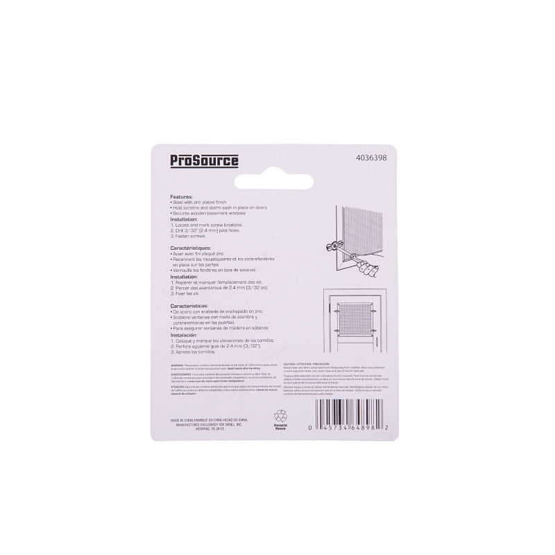 ProSource 23166ZCB-PS Turn Button, Steel, 1-3/4 in L Dimensions