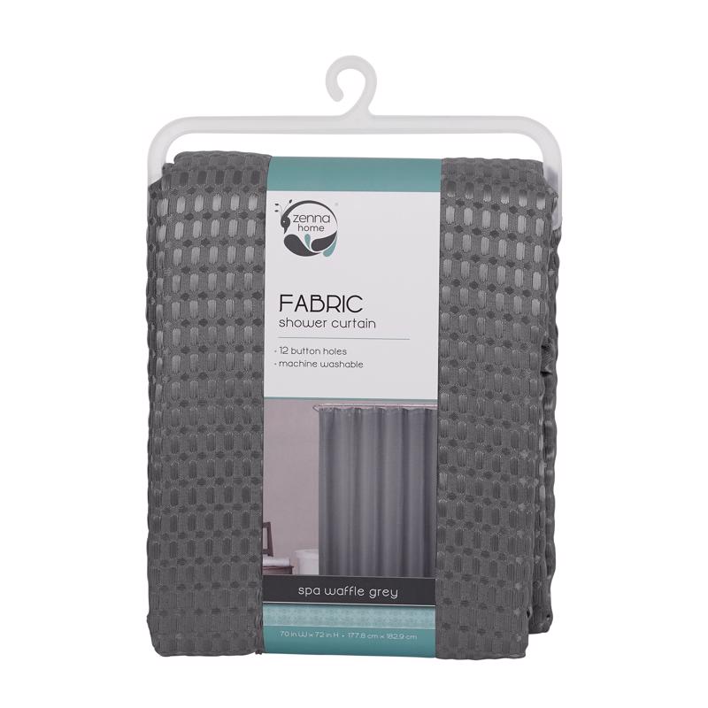 Zenna Home 72 in. H X 70 in. W Grey Spa Waffle Shower Curtain Fabric, Pack of 3