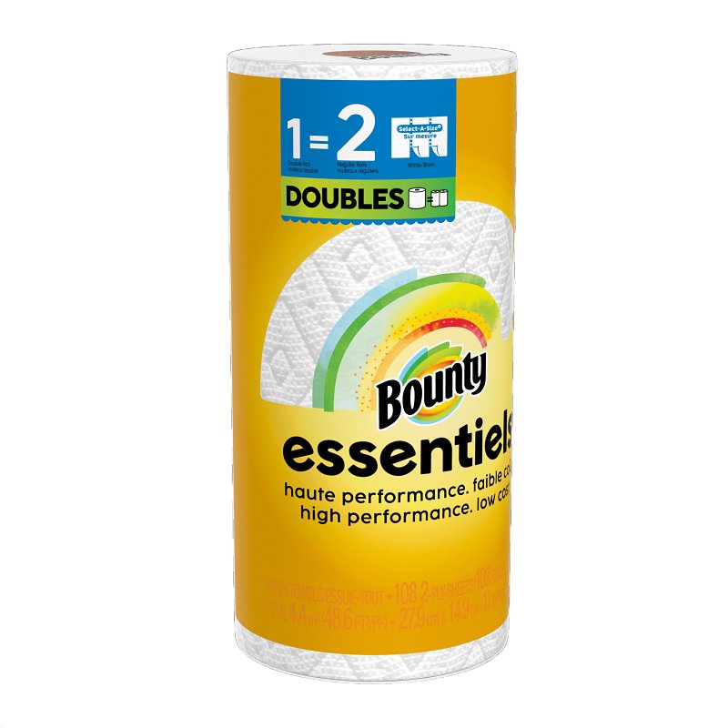 Bounty Essentials Select-A-Size Series 80810311 Paper Towel, 11 in L, 5.9 in W, 2 -Ply, Pack of 24