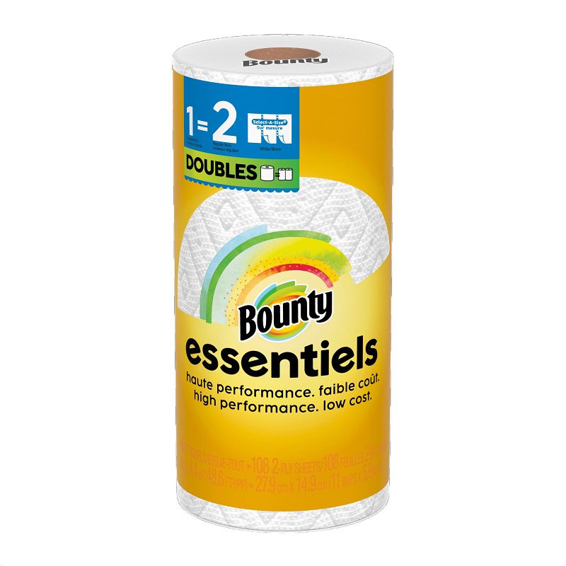 Bounty Essentials Select-A-Size Series 80810311 Paper Towel, 11 in L, 5.9 in W, 2 -Ply, Pack of 24