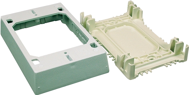Wiremold NMW Series NMW35 Outlet Box, 1-Gang, Plastic, White, Wall Mounting