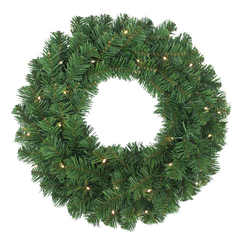 Puleo Asia Limited 333-4041-W24LW Pre-Lit Western Hemlock Wreath, B/O, 24 in, Pack of 6