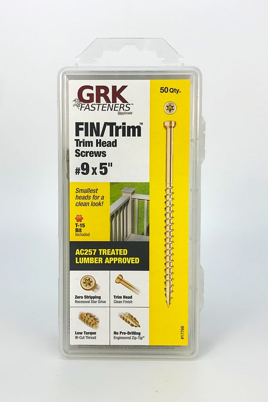 GRK Fasteners FIN/Trim 17766 Screw, #9 Thread, 5 in L, Trim Head, Star Drive, Steel, 50 PK