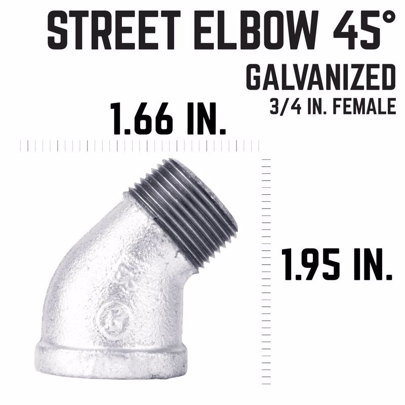 STZ Industries 3/4 in. FIP each X 3/4 in. D MIP Galvanized Malleable Iron 45 degree Street Elbow