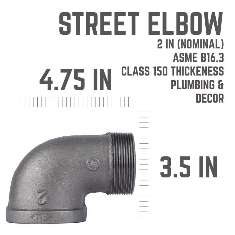 STZ Industries 2 in. FIP each X 2 in. D MIP Black Malleable Iron 90 Degree Street Elbow