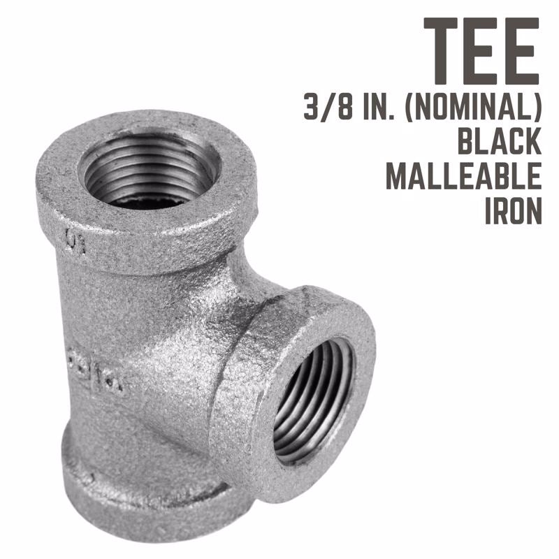 STZ Industries 3/8 in. FIP each X 3/8 in. D FIP 3/8 in. D FIP Black Malleable Iron Tee