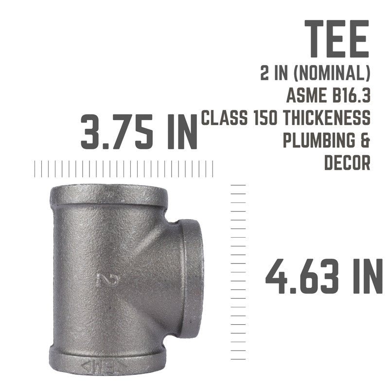 STZ Industries 2 in. FIP each X 2 in. D FIP 2 in. D FIP Black Malleable Iron Tee