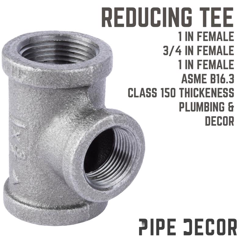 STZ Industries 1 in. FIP each X 1 in. D FIP 3/4 in. D FIP Black Malleable Iron Reducing Tee