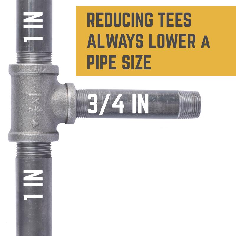 STZ Industries 1 in. FIP each X 1 in. D FIP 3/4 in. D FIP Black Malleable Iron Reducing Tee