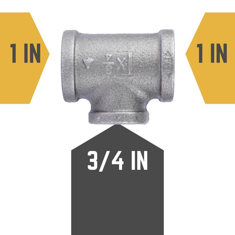 STZ Industries 1 in. FIP each X 1 in. D FIP 3/4 in. D FIP Black Malleable Iron Reducing Tee
