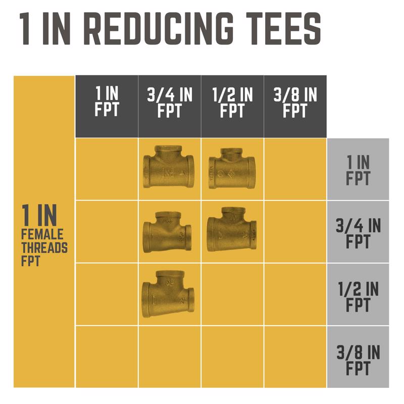 STZ Industries 1 in. FIP each X 1 in. D FIP 3/4 in. D FIP Black Malleable Iron Reducing Tee