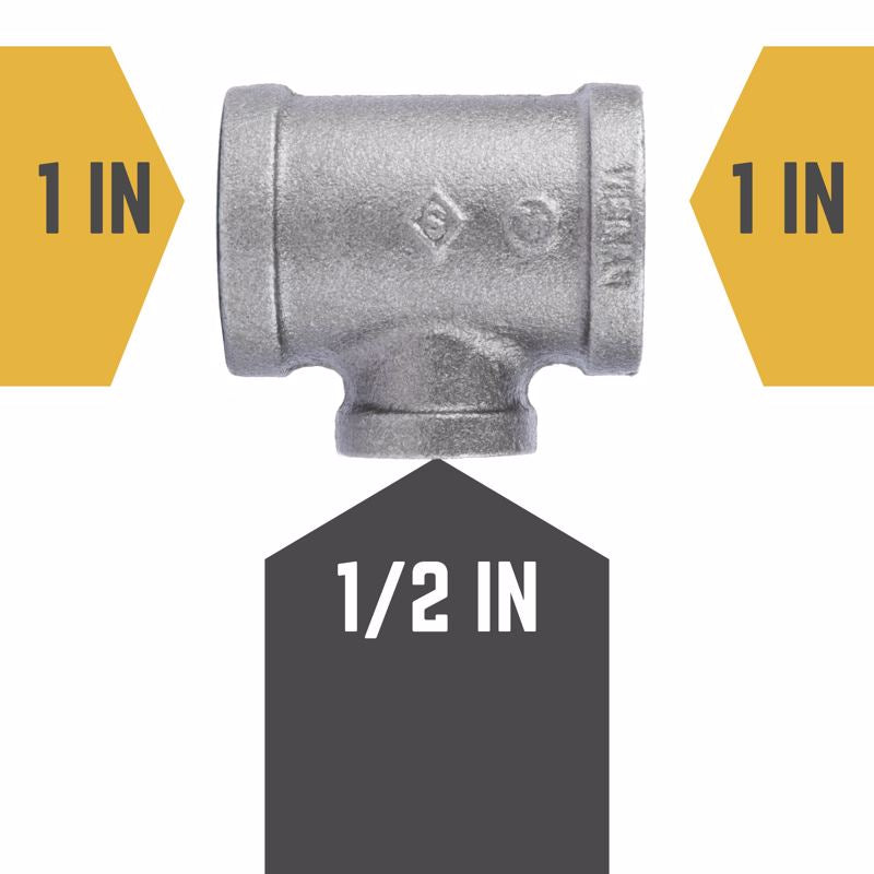 STZ Industries 1 in. FIP each X 1 in. D FIP 1/2 in. D FIP Black Malleable Iron Reducing Tee