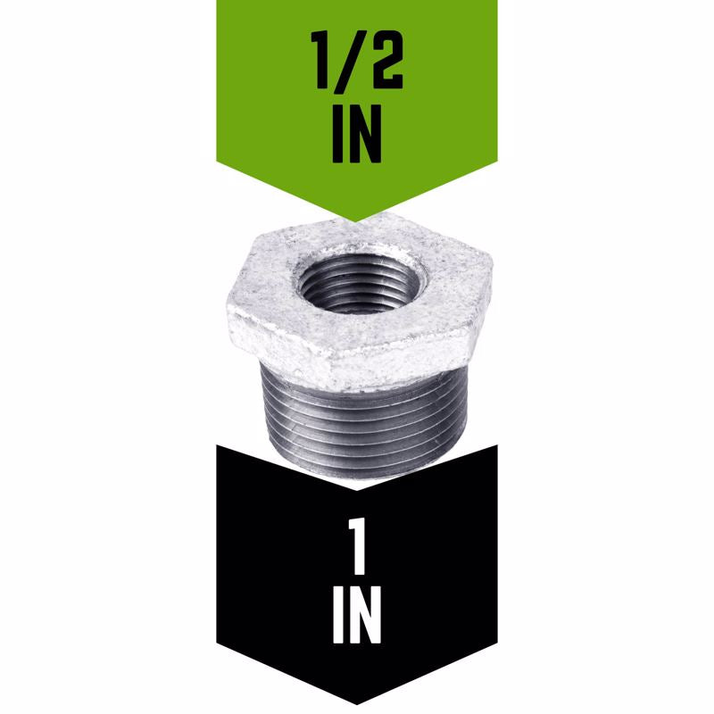 STZ Industries 1 in. MIP each X 1/2 in. D FIP Galvanized Malleable Iron Hex Bushing