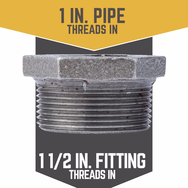 STZ Industries 1-1/2 in. MIP each X 1 in. D FIP Black Malleable Iron Hex Bushing