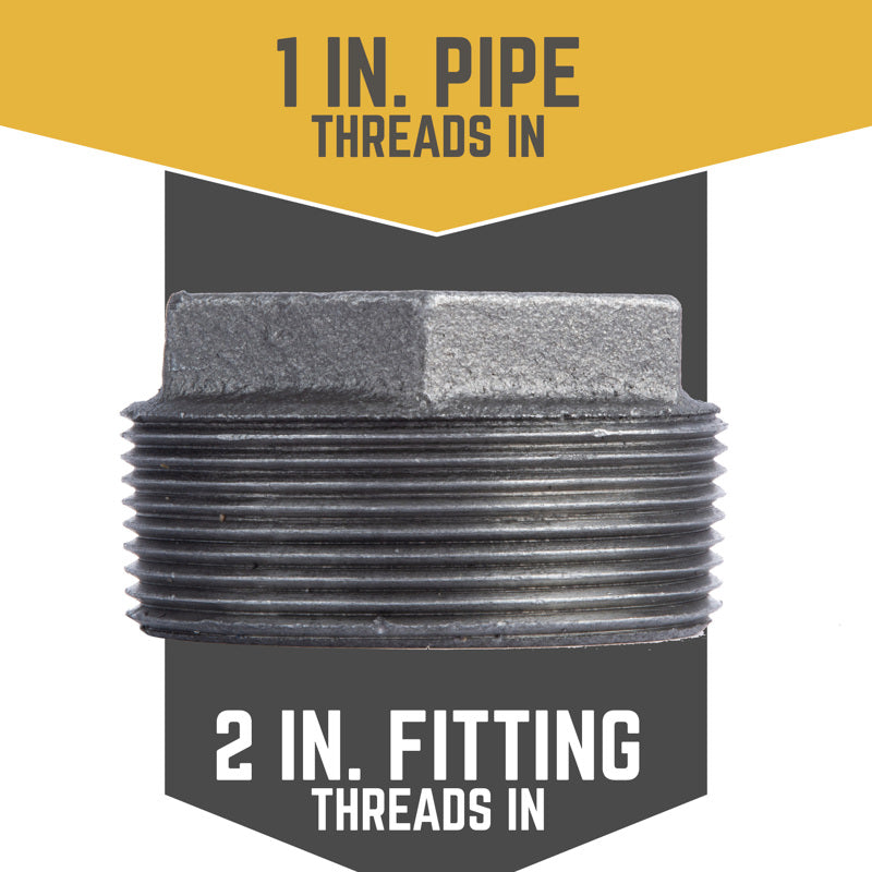 STZ Industries 2 in. MIP each X 1 in. D Black Malleable Iron Hex Bushing