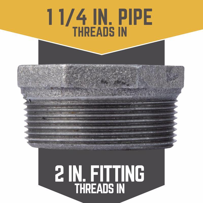 STZ Industries 2 in. MIP each X 1-1/4 in. D FIP Black Malleable Iron Hex Bushing