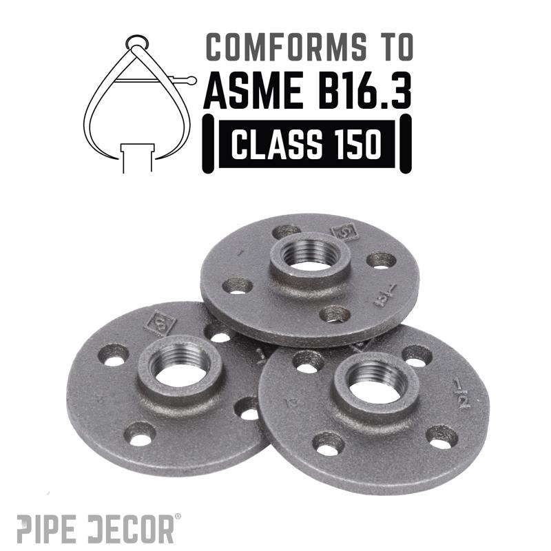 STZ Industries 1/2 in. FIP each Black Malleable Iron Floor Flange, Pack of 5