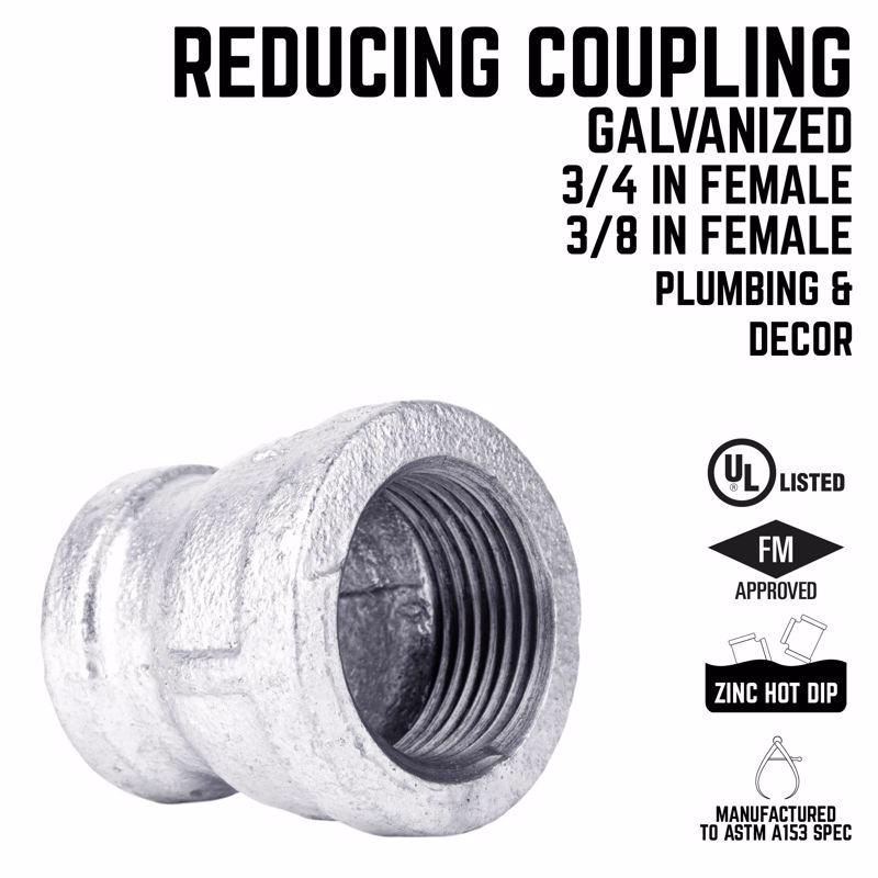 STZ Industries 3/4 in. FIP each X 3/8 in. D FIP Galvanized Malleable Iron Reducing Coupling